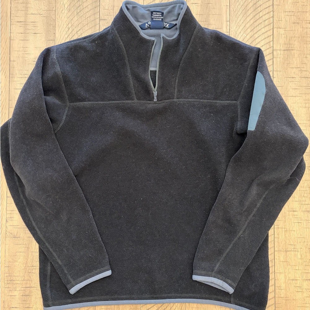 Rare Arc'teryx Made in Canada Medium 1/4 Zip Covert Cardigan Fleece Black EUC